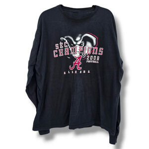 SEC Championship 2009 Alabama Roll Tide Long Sleeve‎ T-Shirt Black Size 2XL